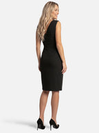 Women's Draped V-Neck Bodycon Dress with Asymmetric Slit