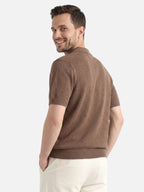 Men's Fine Knit Zip Polo Shirt – Elegant and Modern Style