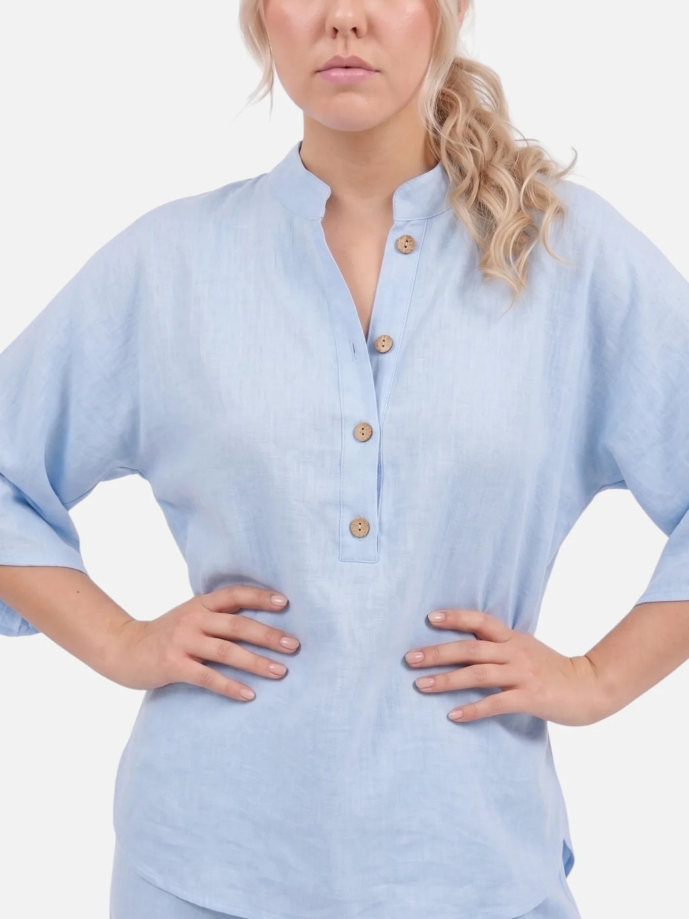 Women’s Matching Set – Relaxed Wide Leg Pants & Button Blouse Set