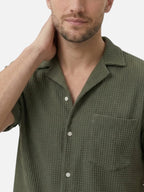 Men’s Short Sleeve Textured Button-Up Shirt – Lightweight Casual Summer Shirt