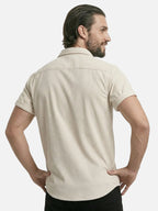 Men’s Textured Short Sleeve Button-Up Shirt – Breathable Summer Casual Shirt