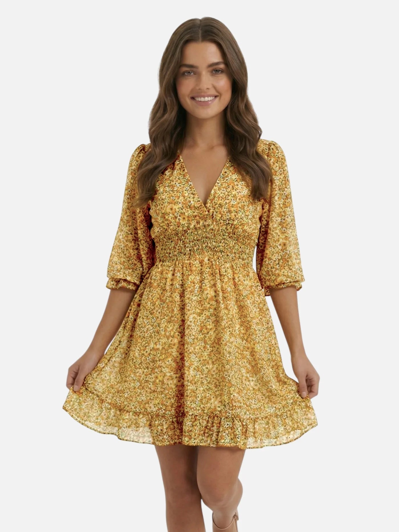 basil dressing Printed Flowy Mini Dress – Kirby's Kloset main image 1