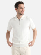 Men's Fine Knit Zip Polo Shirt – Elegant and Modern Style
