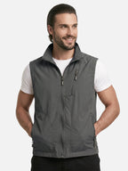 Men's Multi-Pocket Vest with Stand Collar
