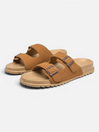 Men's Double Strap Slide Sandal with Metal Buckles