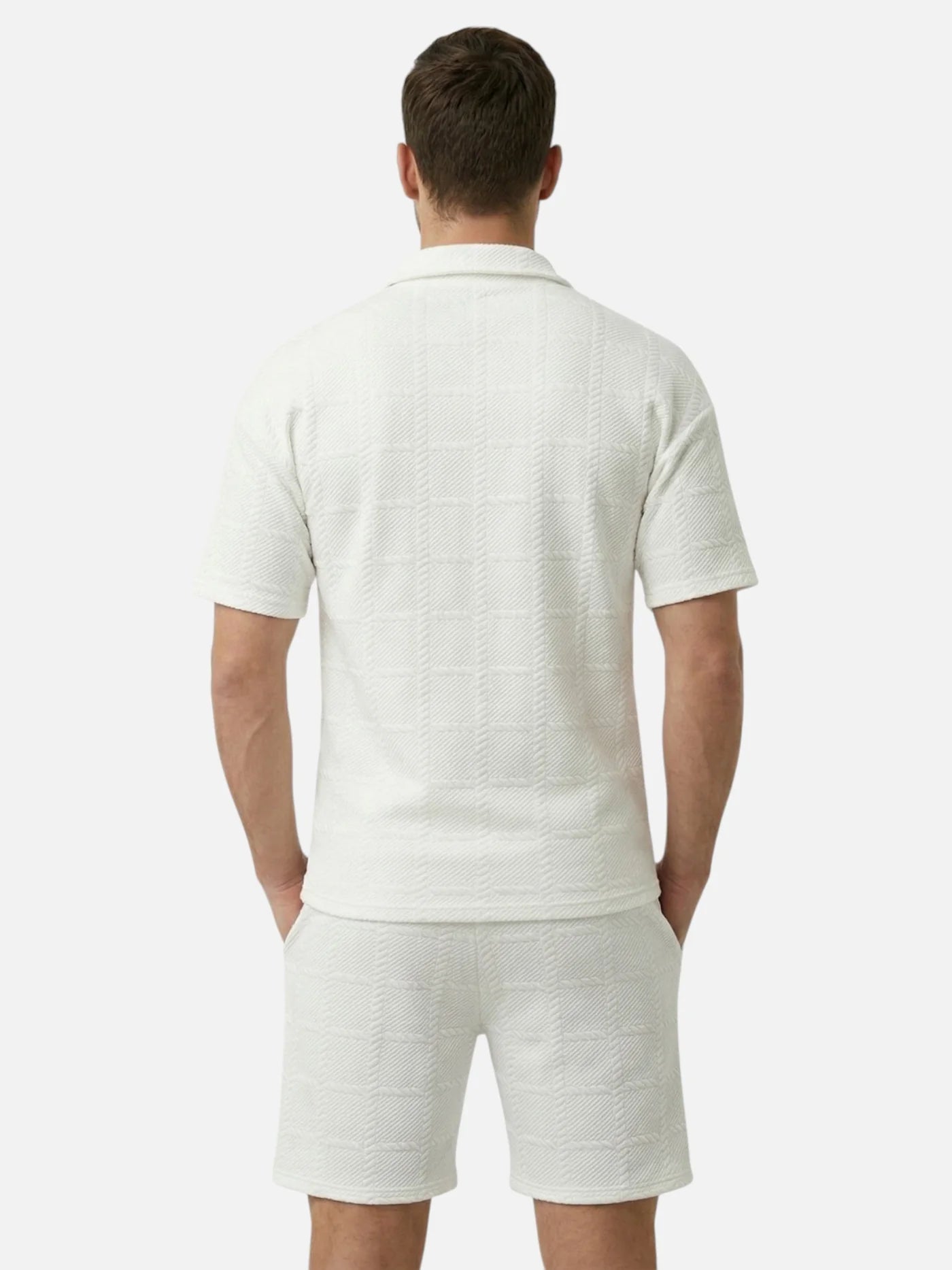 Men’s Textured Polo & Shorts Matching Set – Short Sleeve Summer 2-Piece Outfit