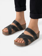 Women’s Comfortable Platform Slide Sandals with Cross Straps