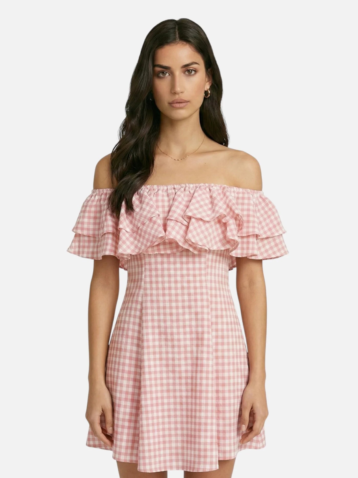 Women’s Gingham Off-Shoulder Summer Dress