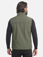 Men's Zip-Up Vest with Stand Collar and Zip Pockets