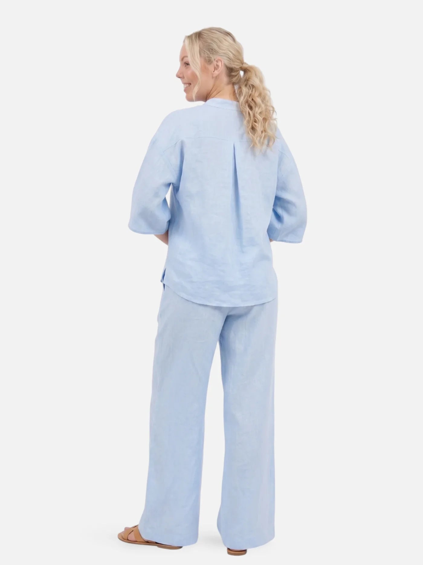 Women’s Matching Set – Relaxed Wide Leg Pants & Button Blouse Set
