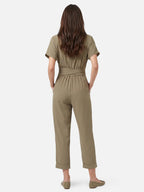 Elegant Women’s Jumpsuit with Draped Cross Waist