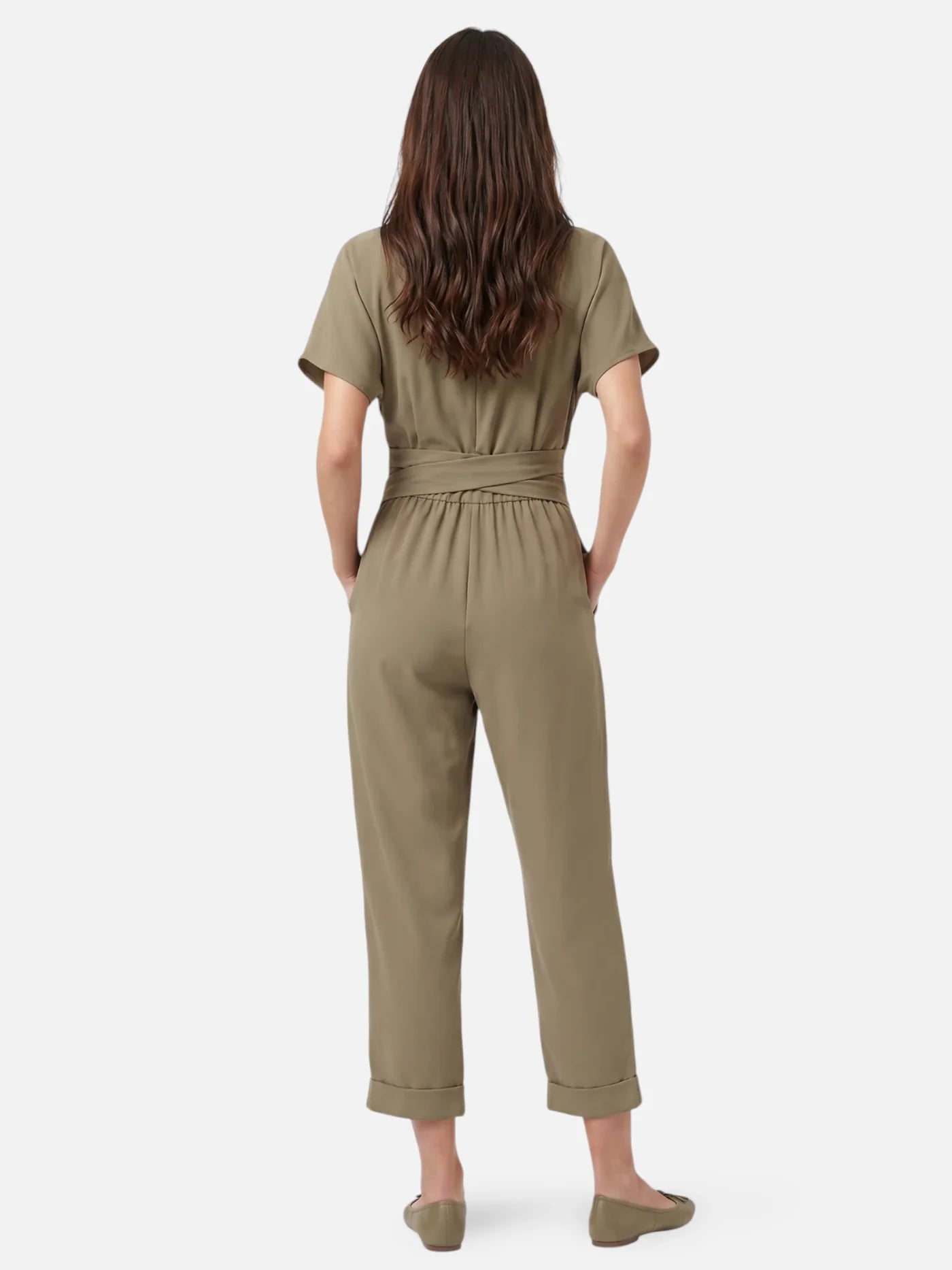Elegant Women’s Jumpsuit with Draped Cross Waist