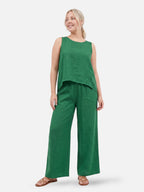 Women's Linen-Look Two-Piece Set with Crochet Back Detail