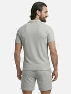 Men’s Textured Summer Set with Short Sleeve Polo and Matching Shorts