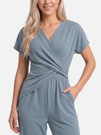 Elegant Women’s Jumpsuit with Draped Cross Waist