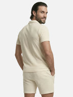 Men’s Textured Summer Set with Short Sleeve Polo and Matching Shorts