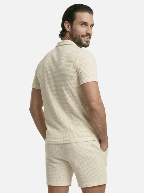 Men's Textured Polo & Shorts Matching Set