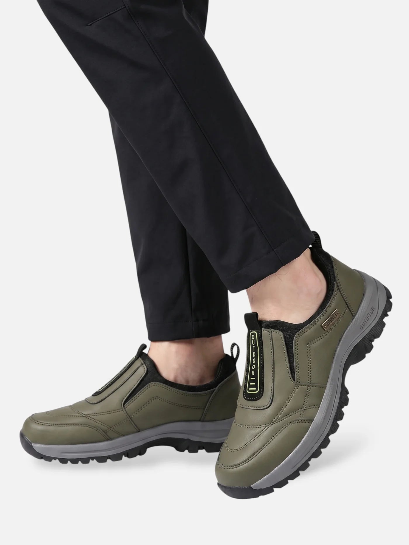 Men's Outdoor Slip-On Shoe with Lugged Sole and Reinforced Support