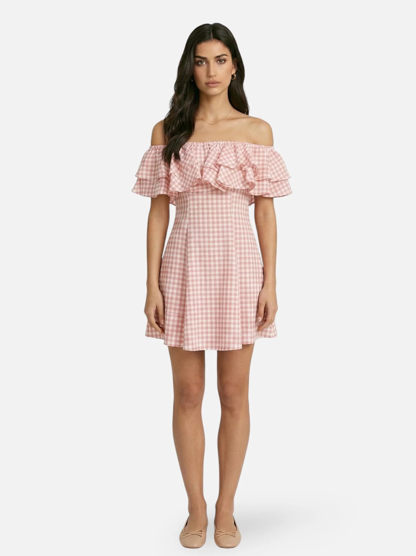 Women’s Gingham Off-Shoulder Summer Dress