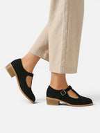 Women’s Mary Jane Shoes with Buckle Strap and Low Block Heel