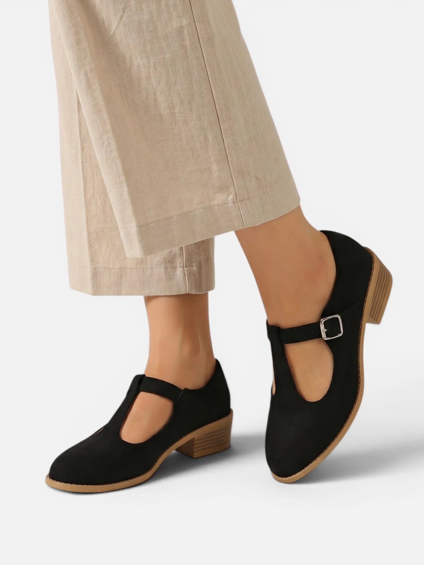 Women’s Mary Jane Shoes with Buckle Strap and Low Block Heel
