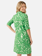 Women's Graphic Print Shirt Dress with Roll-Up Sleeves