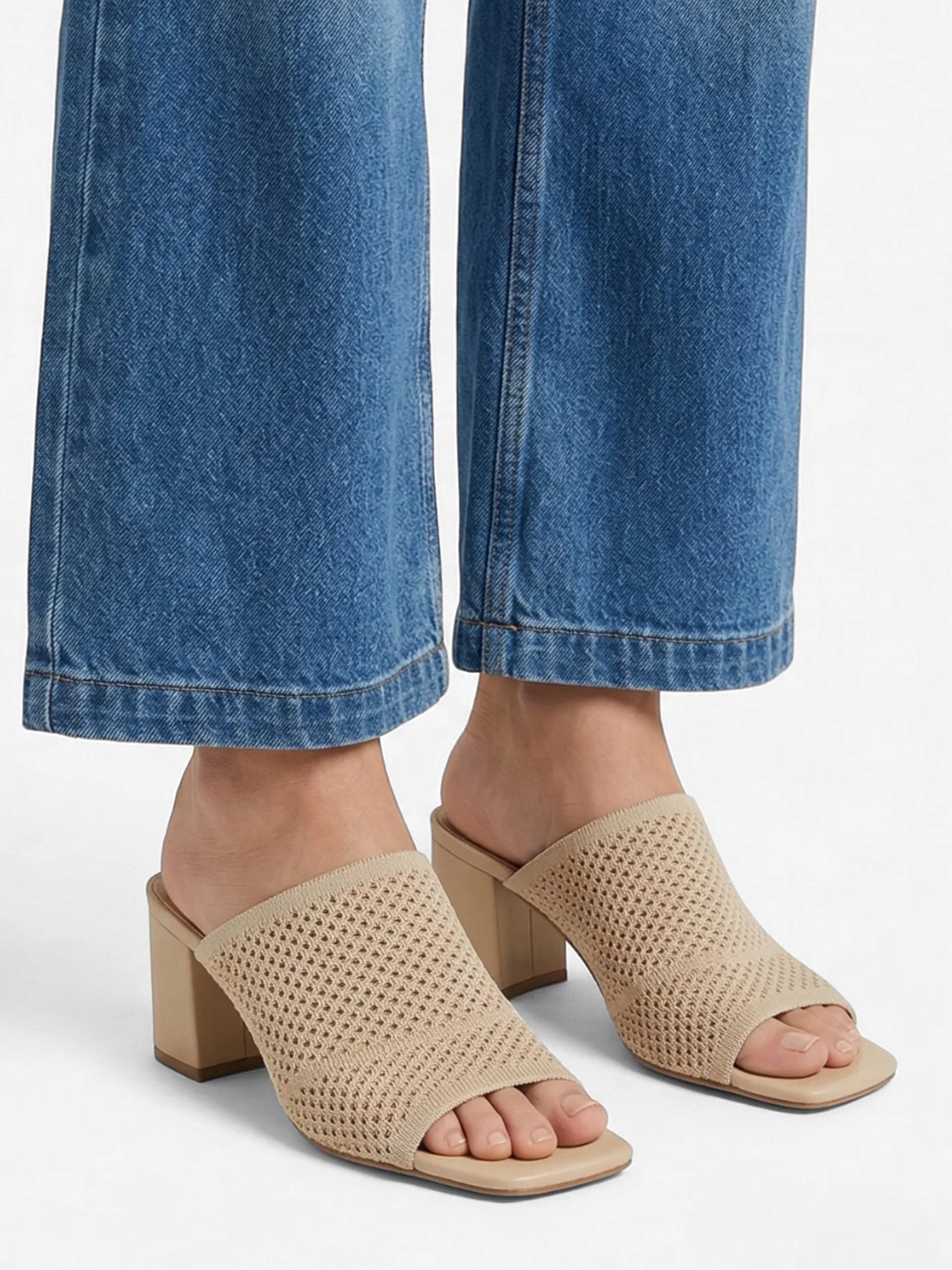 Women’s Block Heel Sandals with Open Toe and Slip-On Design