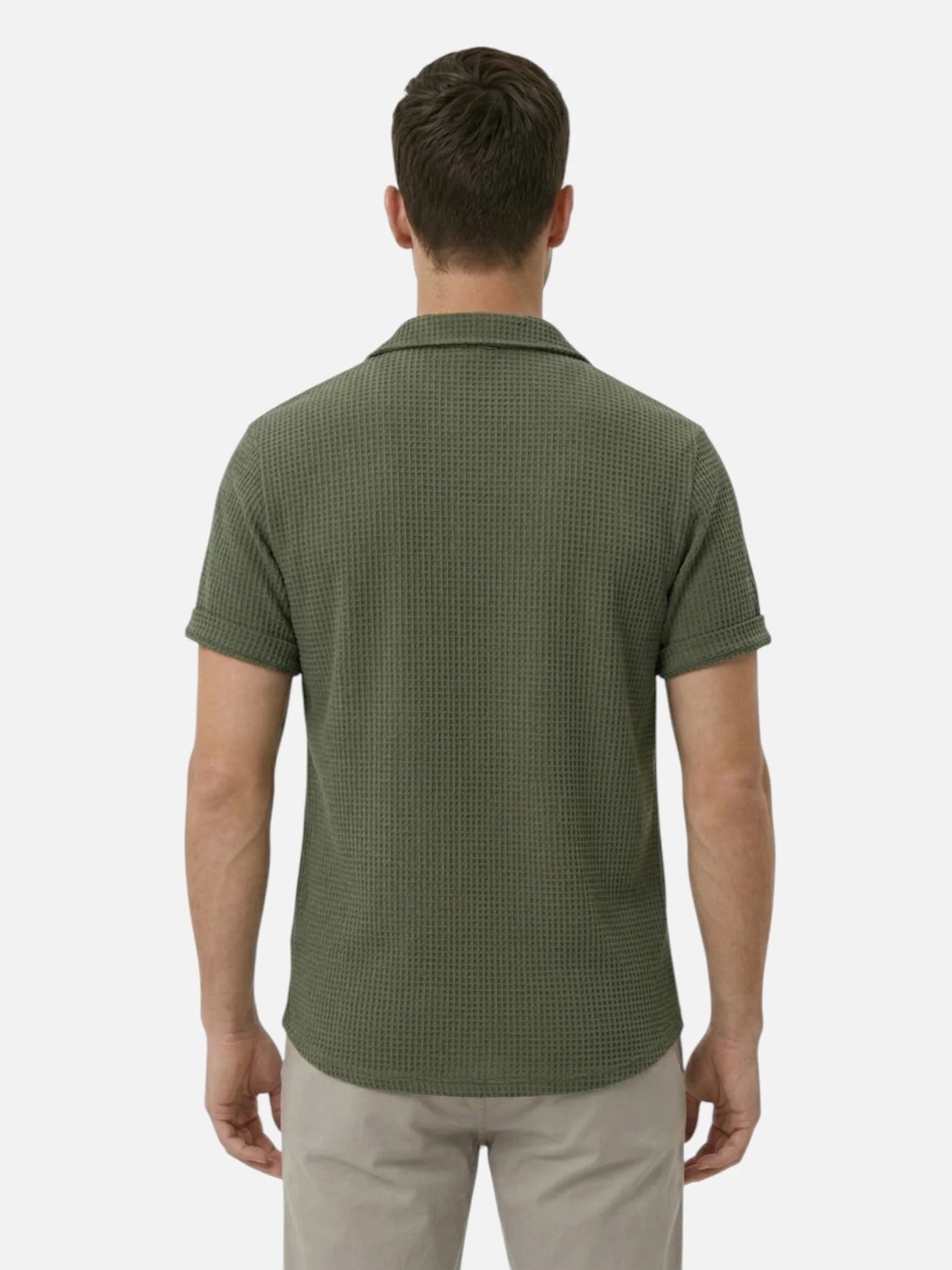 Men’s Short Sleeve Textured Button-Up Shirt – Lightweight Casual Summer Shirt