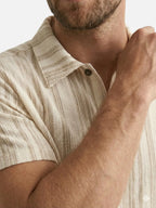 Men’s Short Sleeve Summer Button-Up Shirt with Subtle Stripes