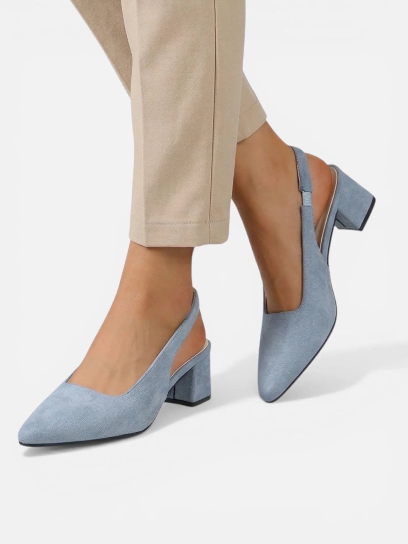 Women’s Slingback Pumps with Block Heel and Pointed Toe – Elegant Dress Heels