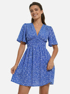 Women’s Flowy Floral Mini Dress with V Neck