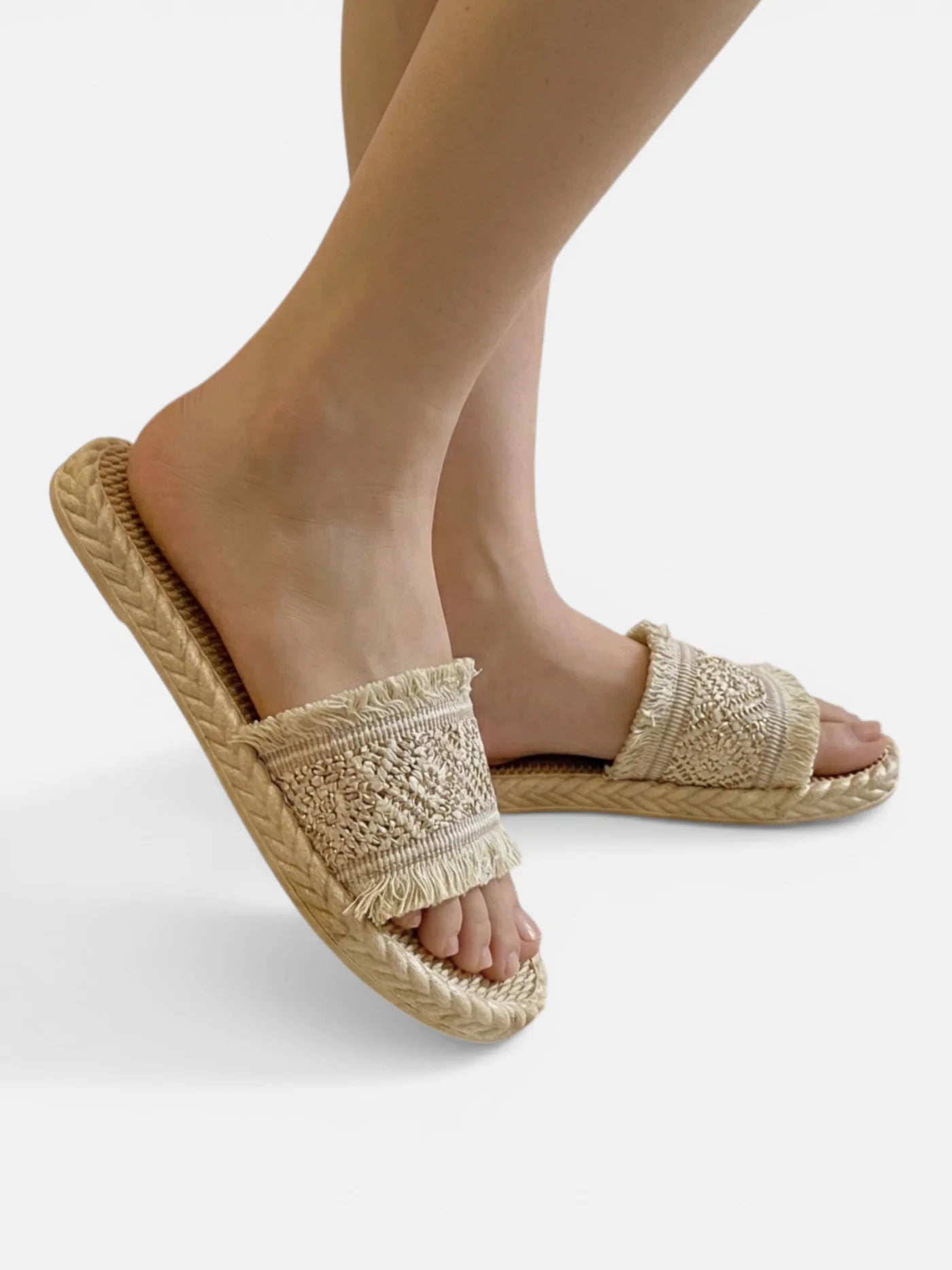 Women’s Espadrille Style Slip On Flat Sandals with Woven Strap