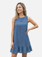 Women’s Sleeveless Flowy Mini Dress with Ruffle Hem