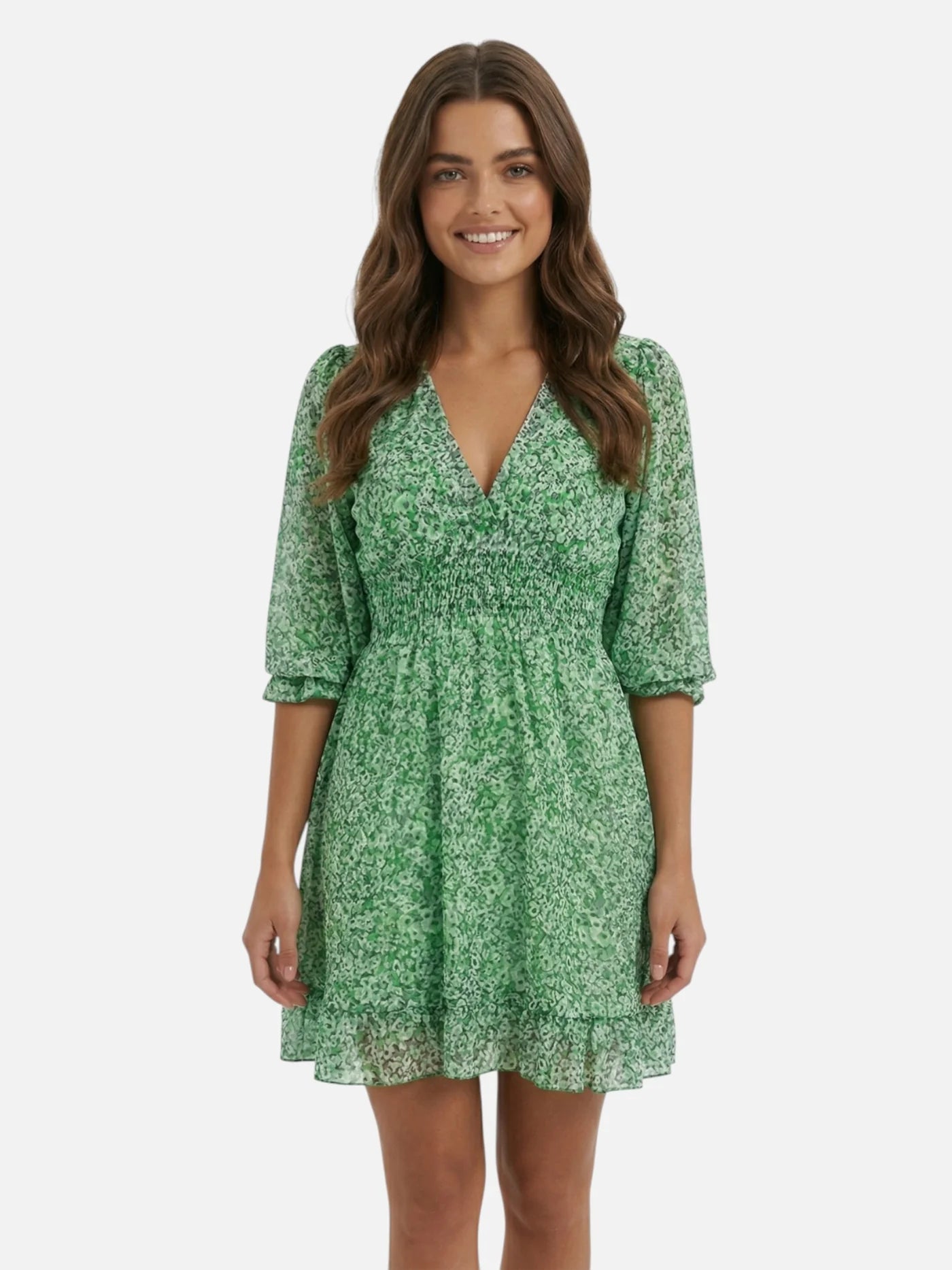short flowy dress Women's Flowy Floral Mini Dress with Short Sleeves – Marlowe Club