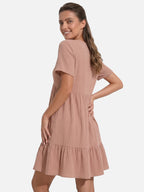 Women's V-Neck Babydoll Dress with Tiered Ruffle Hem