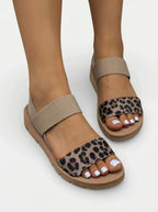 Women’s Flat Sandals with Leopard Print