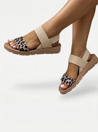 Women’s Flat Sandals with Leopard Print