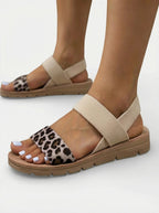 Women’s Flat Sandals with Leopard Print