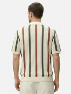 Men’s Textured Knit Striped Polo Shirt