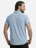 Men’s Textured Short Sleeve Button-Up Shirt – Breathable Summer Casual Shirt