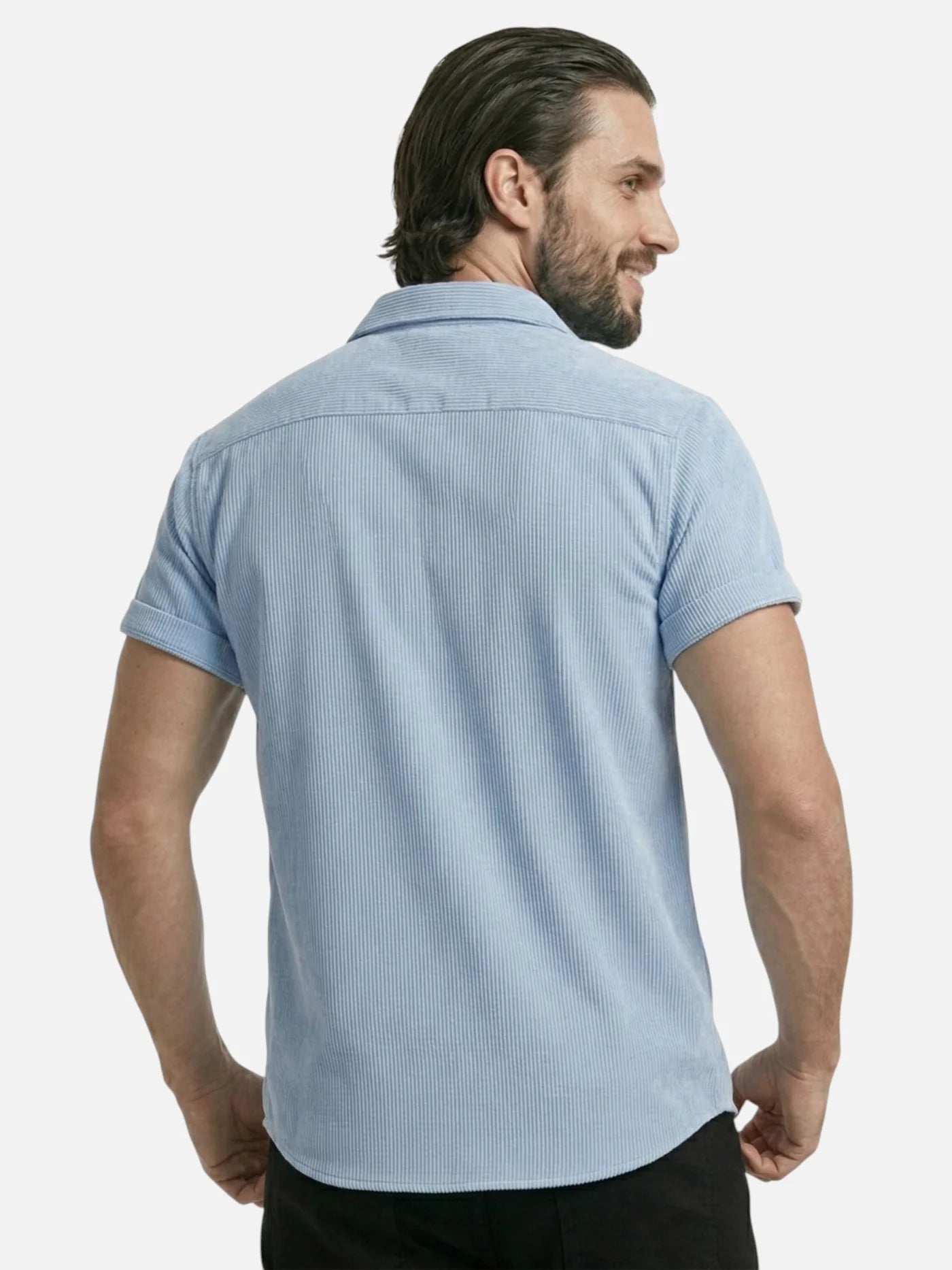 Men’s Textured Short Sleeve Button-Up Shirt – Breathable Summer Casual Shirt