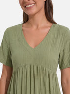Women's V-Neck Babydoll Dress with Tiered Ruffle Hem