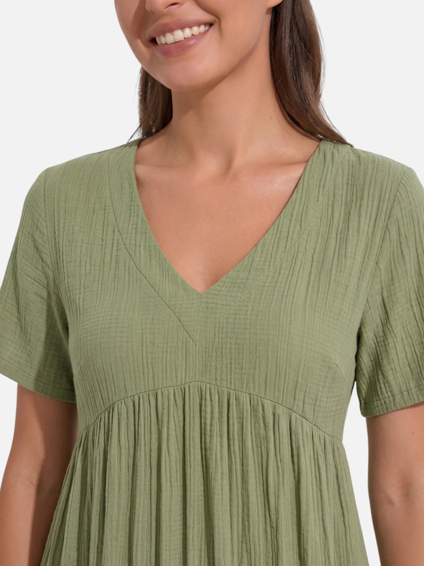 Women's V-Neck Babydoll Dress with Tiered Ruffle Hem