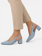 Women’s Slingback Pumps with Block Heel and Pointed Toe – Elegant Dress Heels