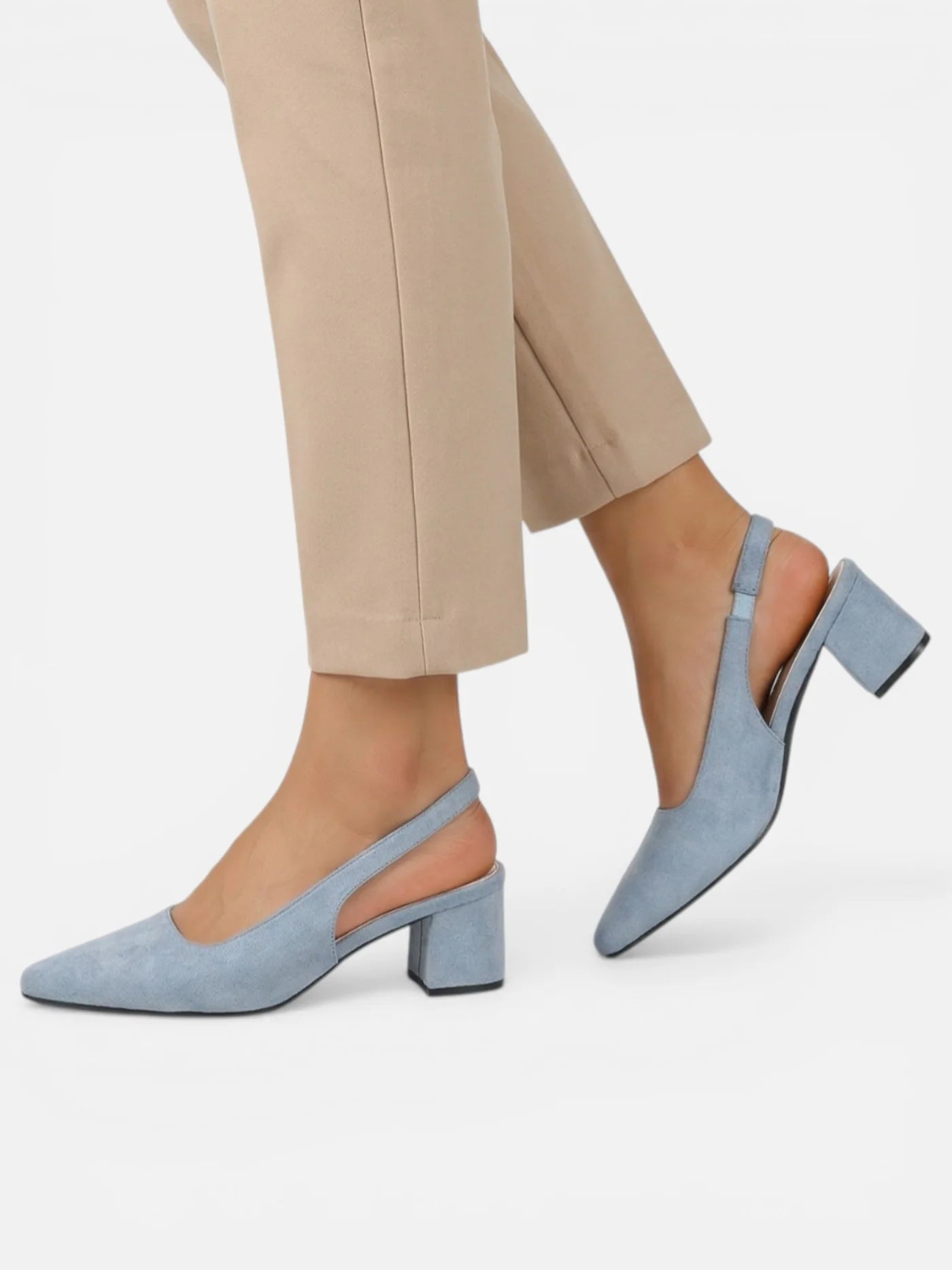 Women’s Slingback Pumps with Block Heel and Pointed Toe – Elegant Dress Heels