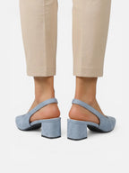 Women’s Slingback Pumps with Block Heel and Pointed Toe – Elegant Dress Heels