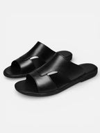 Men’s Leather Slide Sandals – Comfortable Open Toe Slip-On Sandals