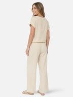 Women’s Matching Set with Short Sleeve Top and Wide Leg Pants – Lightweight Summer Outfit