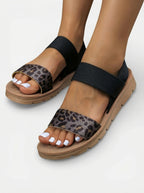 Women’s Flat Sandals with Leopard Print