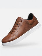 Men’s Casual PU Leather Sneakers with Flat Sole